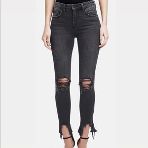L’AGENCE HIGH LINE HIGH-RISE DISTRESSED STRETCH SKINNY JEANS size 27